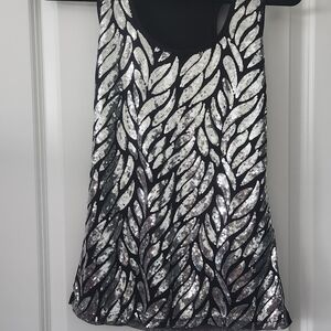 Body Central Black and Silver Sequin Top